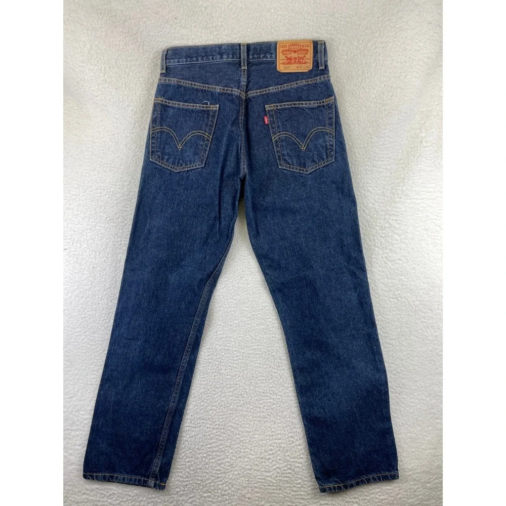 Levis 505 Regular Fit Jeans Mens 31x30 Medium Wash Denim Straight Leg Casual